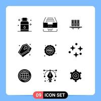 9 User Interface Solid Glyph Pack of modern Signs and Symbols of grave folders document documents data Editable Vector Design Elements