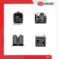 Group of 4 Solid Glyphs Signs and Symbols for algorithm print work design office Editable Vector Design Elements