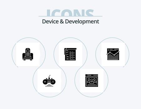 Device And Development Glyph Icon Pack 5 Icon Design. web. qa. device. report. checklist vector