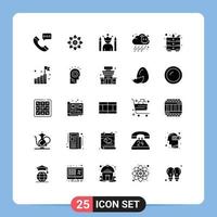 25 Universal Solid Glyphs Set for Web and Mobile Applications poisonous winner diwali superhero idol Editable Vector Design Elements