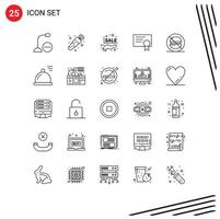 Stock Vector Icon Pack of 25 Line Signs and Symbols for label fast discount education certificate Editable Vector Design Elements