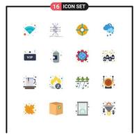 16 User Interface Flat Color Pack of modern Signs and Symbols of night vip target weather cloud Editable Pack of Creative Vector Design Elements