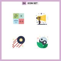 Pack of 4 Modern Flat Icons Signs and Symbols for Web Print Media such as audio business engineering notification growth Editable Vector Design Elements