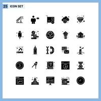 Group of 25 Modern Solid Glyphs Set for storage cloud human pci devices Editable Vector Design Elements