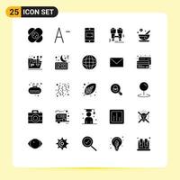 Solid Glyph Pack of 25 Universal Symbols of folder medical camera herbal find Editable Vector Design Elements