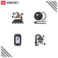 Universal Icon Symbols Group of 4 Modern Filledline Flat Colors of music smart phone volume snooker huawei Editable Vector Design Elements
