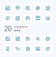 20 Ux And Ui Blue Color icon Pack like color implementation development agile prototyping vector