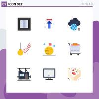 Mobile Interface Flat Color Set of 9 Pictograms of ball swing upload pendulum storage Editable Vector Design Elements