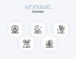 Summer Line Icon Pack 5 Icon Design. mattress. grill. globe. food. barbecue vector