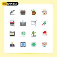 16 User Interface Flat Color Pack of modern Signs and Symbols of network computing color printer device Editable Pack of Creative Vector Design Elements