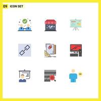 Modern Set of 9 Flat Colors and symbols such as sketching page projector layout link Editable Vector Design Elements