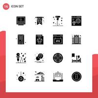 User Interface Pack of 16 Basic Solid Glyphs of develop brower easter app miscellaneous Editable Vector Design Elements