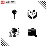 4 Solid Glyph concept for Websites Mobile and Apps cooking tour lollipop investment balloon Editable Vector Design Elements