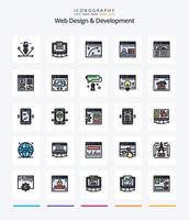 Creative Web Design And Development 25 Line FIlled icon pack  Such As web page. security. web. design. user vector