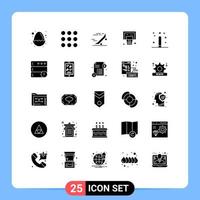 Modern Set of 25 Solid Glyphs Pictograph of design net ride hoop basket Editable Vector Design Elements