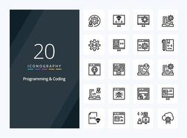 20 Programming And Coding Outline icon for presentation vector