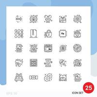 conjunto de 25 iconos de interfaz de usuario modernos símbolos signos para establecer elementos de diseño vectorial editables de carnaval de mardi gras de premio vector