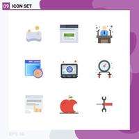 Editable Vector Line Pack of 9 Simple Flat Colors of email computing applicant compass file Editable Vector Design Elements