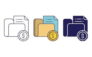 Financial document, folder icon vector