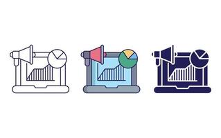 icono de informe de venta de portátiles vector