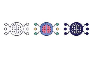 cerebro, icono de tecnología ai vector