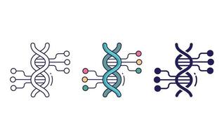 DNA, AI technology icon vector