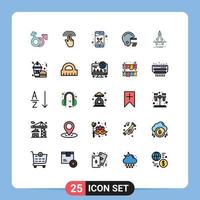 Universal Icon Symbols Group of 25 Modern Filled line Flat Colors of accure helmet tab football tools Editable Vector Design Elements