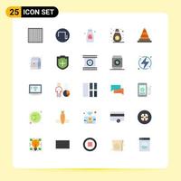 Pictogram Set of 25 Simple Flat Colors of tools construction shower cone speaker Editable Vector Design Elements