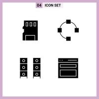 Solid Glyph Pack of 4 Universal Symbols of card interior sd points wardrobe Editable Vector Design Elements