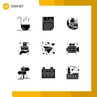 Pictogram Set of 9 Simple Solid Glyphs of sign cyber crescent discount muslim Editable Vector Design Elements