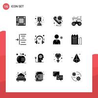 User Interface Pack of 16 Basic Solid Glyphs of play console christian cross pad time Editable Vector Design Elements