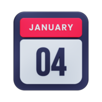 January Realistic Calendar Icon 3D Illustration Date January 04 png