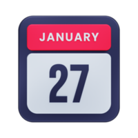 January Realistic Calendar Icon 3D Illustration Date January 27 png