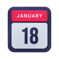 January Realistic Calendar Icon 3D Illustration Date January 18 png