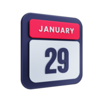 January Realistic Calendar Icon 3D Illustration Date January 29 png