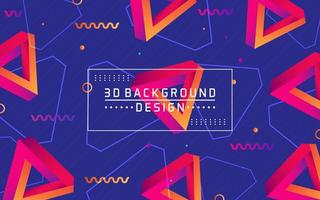 Abstract modern 3d triangle geometric with colorful background vector