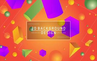 Abstract 3d background with gradient geometric elements vector