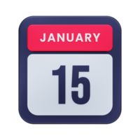 January Realistic Calendar Icon 3D Illustration Date January 15 png