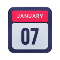 January Realistic Calendar Icon 3D Illustration Date January 07 png