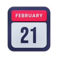 February Realistic Calendar Icon 3D Illustration Date February 21 png