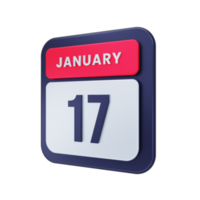 januari realistisk kalender ikon 3d illustration datum januari 17 png