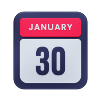 ícone de calendário realista de janeiro ilustração 3d data 30 de janeiro png