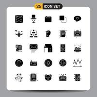 User Interface Pack of 25 Basic Solid Glyphs of stack media hat four date Editable Vector Design Elements