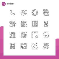 Editable Vector Line Pack of 16 Simple Outlines of online booking life study knowledge Editable Vector Design Elements