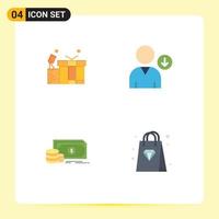 4 Thematic Vector Flat Icons and Editable Symbols of gift payment wedding user shopping Editable Vector Design Elements