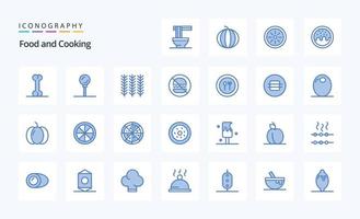 25 Food Blue icon pack vector