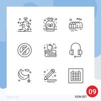 conjunto de 9 iconos modernos de ui símbolos signos para el regreso a la escuela educación de apple agricultura ramadán no beber elementos de diseño vectorial editables vector