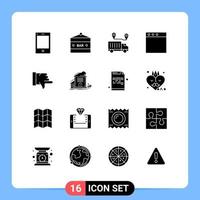Modern Set of 16 Solid Glyphs Pictograph of dislike mac food and drink app trust Editable Vector Design Elements