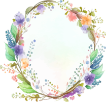 carino acquerello telaio con primavera fiori png
