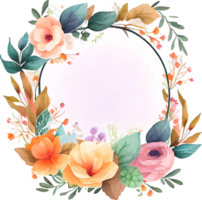 Cute watercolor frame with spring flowers png